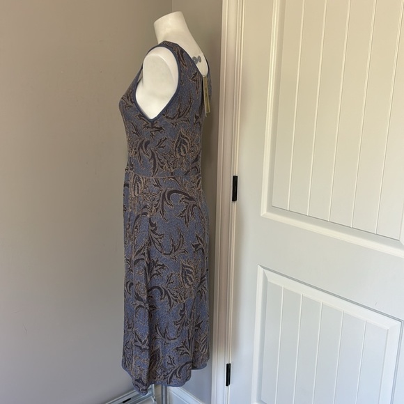 Peruvian Connection Al Fresco Pinafore Pima Cotton Tank Dress Blue Tan Sz M NEW - Picture 6 of 14
